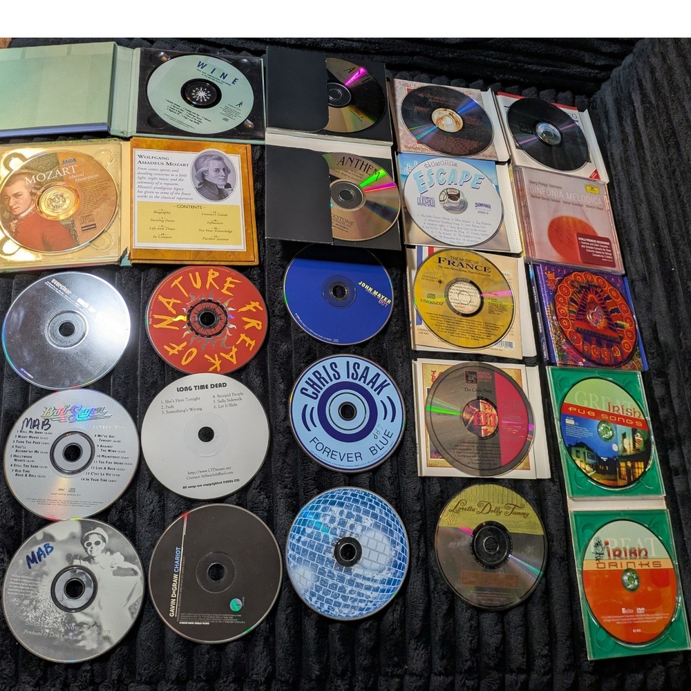 Lot of 23 Mixed CDs DVDs John Mayer Chris Isaak Bob Seger Mozart Rock Classical
